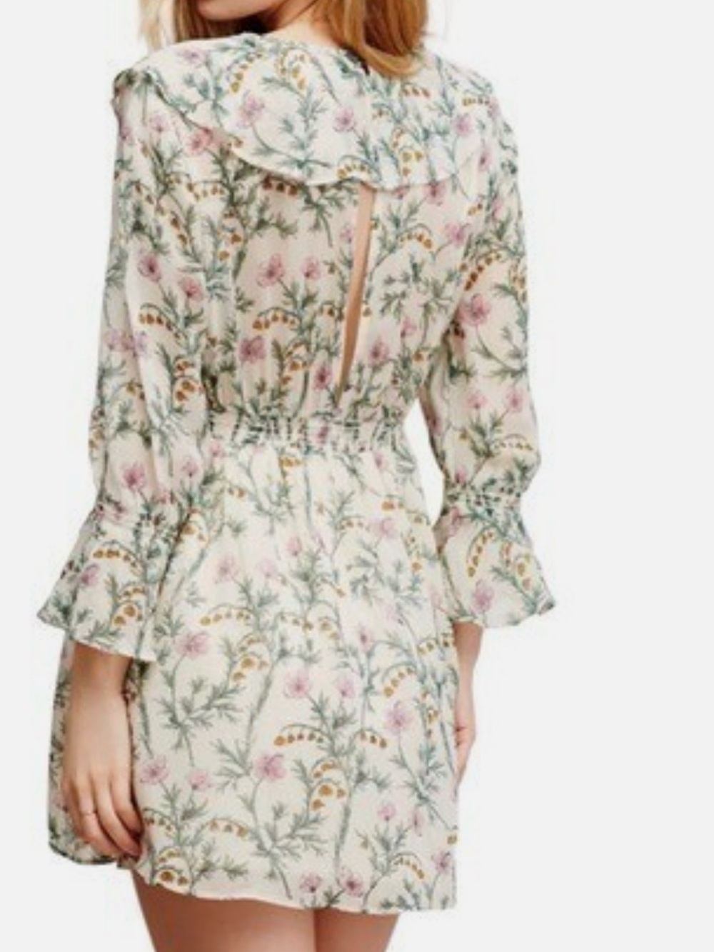 Free People Ruffle Me Up Babydoll Floral green & pink , size XS